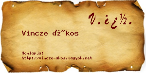 Vincze Ákos névjegykártya